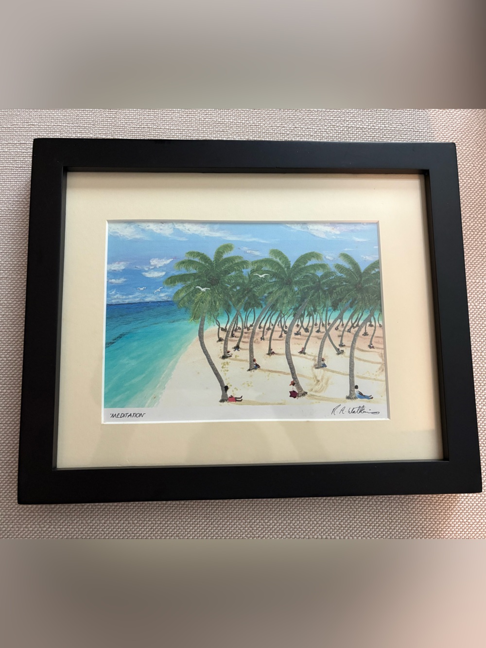 MEDITATION - Watercolor Paint By Rupert A. Walkins ll - 7' x 5' Paint Framed.